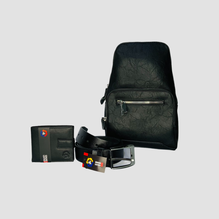 Pánský kožený set - taška, pěněženka, pásek
