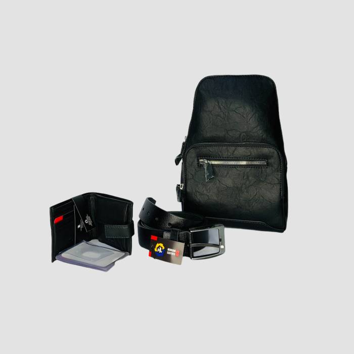 Pánský kožený set - taška, pěněženka, pásek