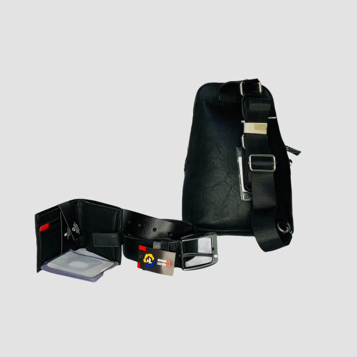 Pánský kožený set - taška, pěněženka, pásek